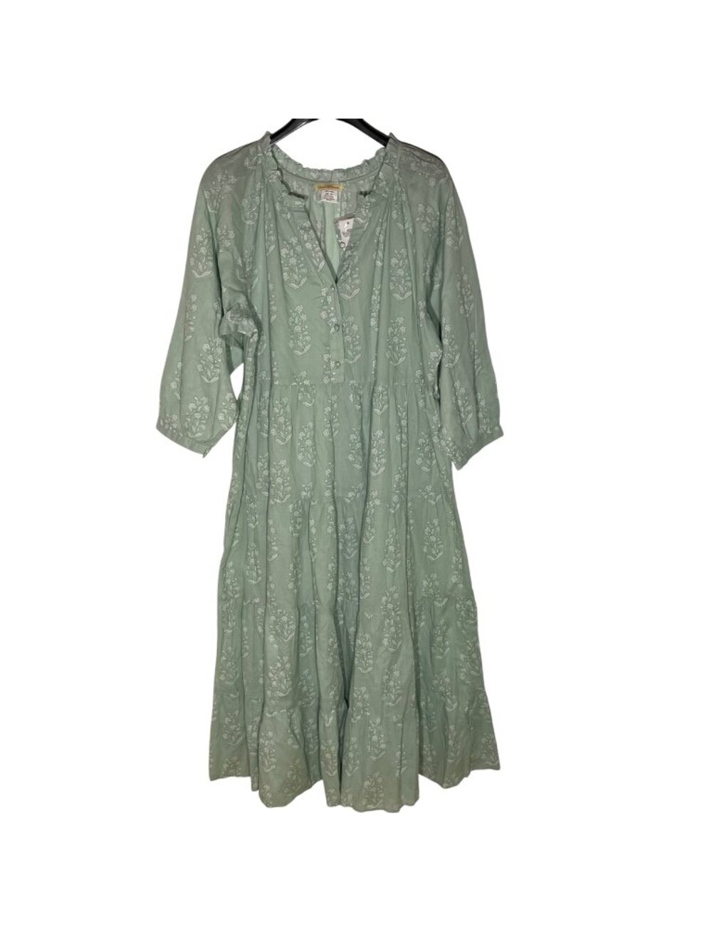 Sweet Magnolia Floral Tiered Ruffle Maxi Dress Sz XXL Country Cottage Boho Sage